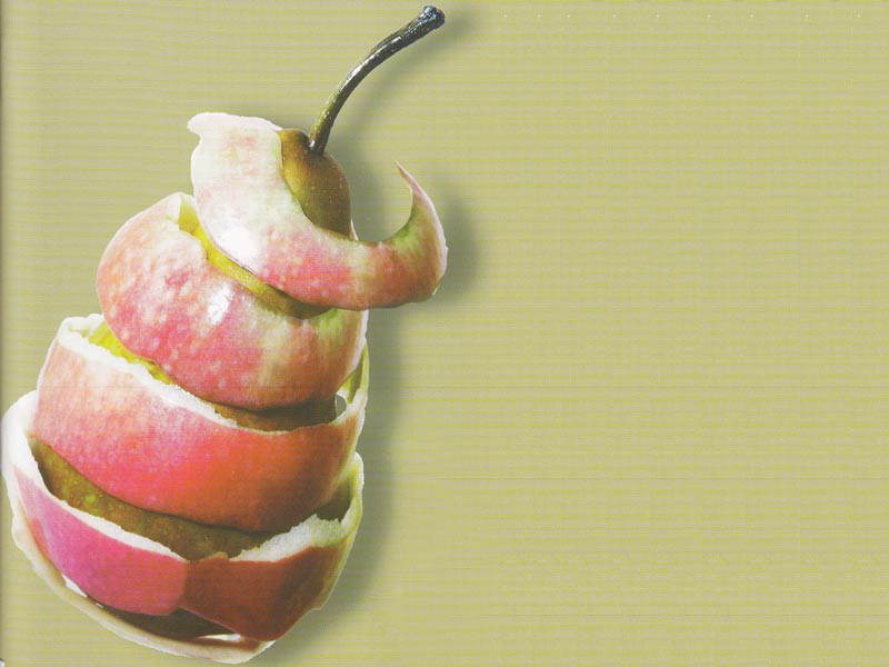 Pear wrapped in apple skin 